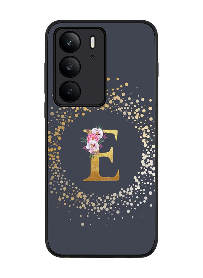 For Realme C75x / C75 4G Case,Slim fit Camera Protection, Shockproof Thin Phone cover  - Custom Monogram Floral - E  (Grey )